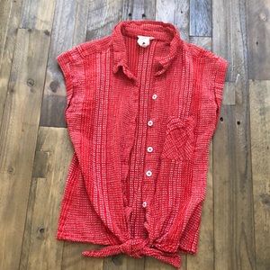 Red-Orange Cotton Top. Made in India.